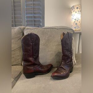 Vintage Tony Lama Burgendy Red Oxblood Men's Cowboy Boots Size 8 1/2 E